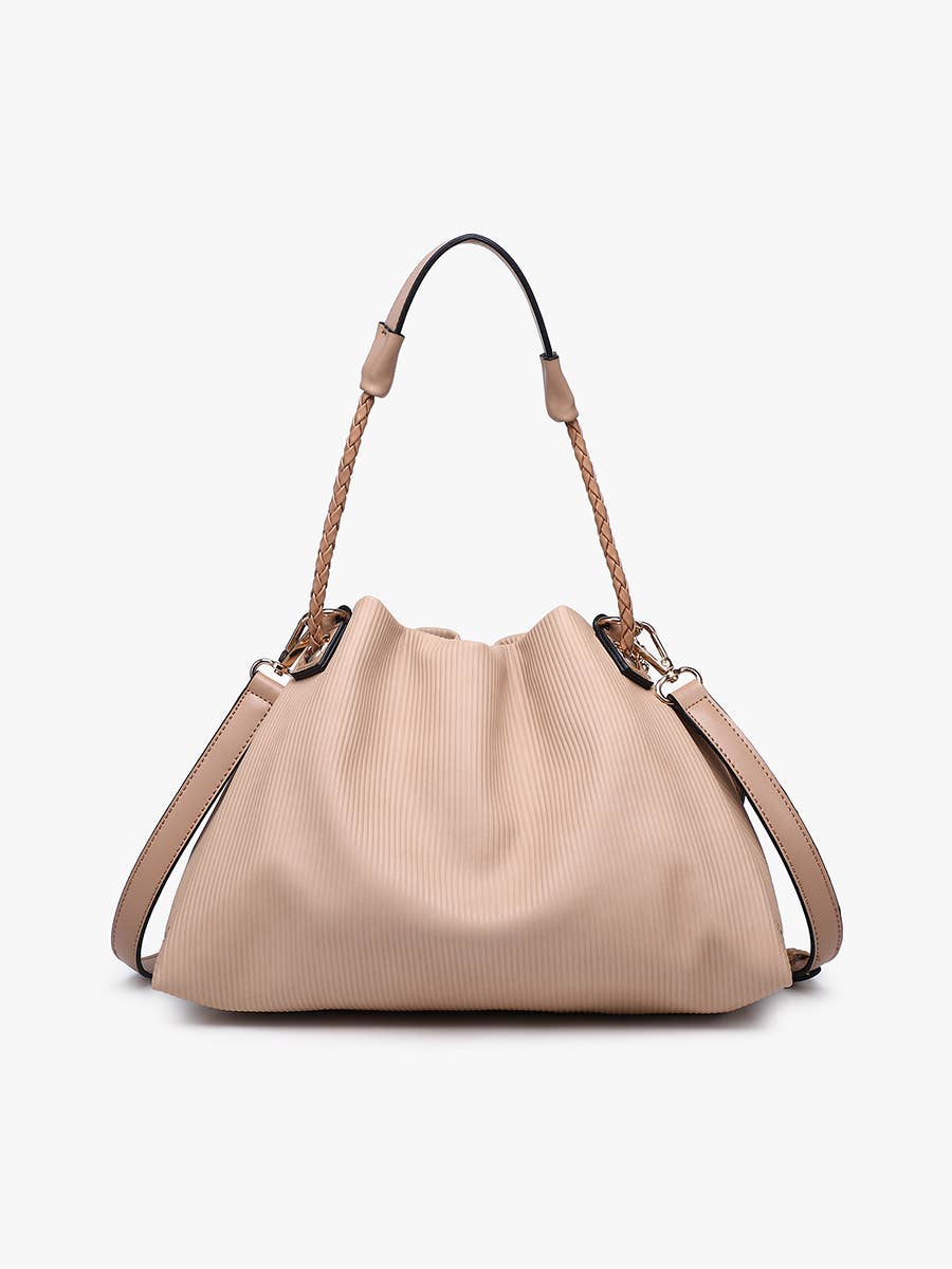 Aaliyah Pleated Drawstring Bucket Bag: THREE COLORS