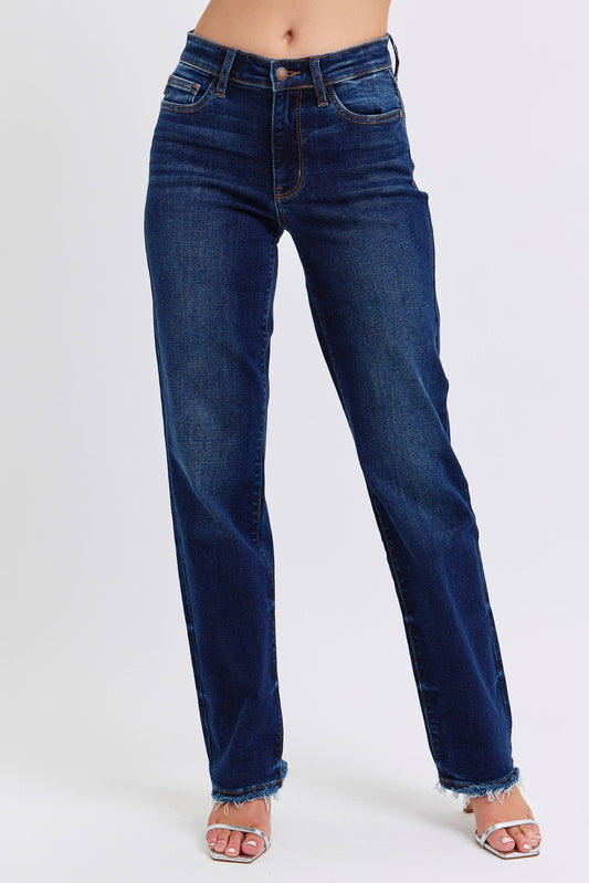 Judy Blue Jeans: Straight Leg with Fray Hem