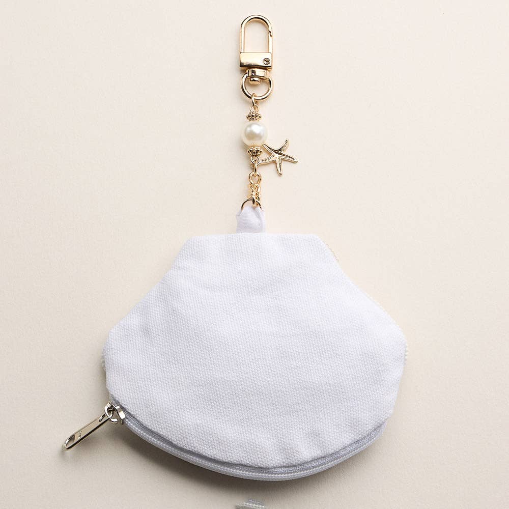 Sea Shell Charm Keychain Mini Pouch