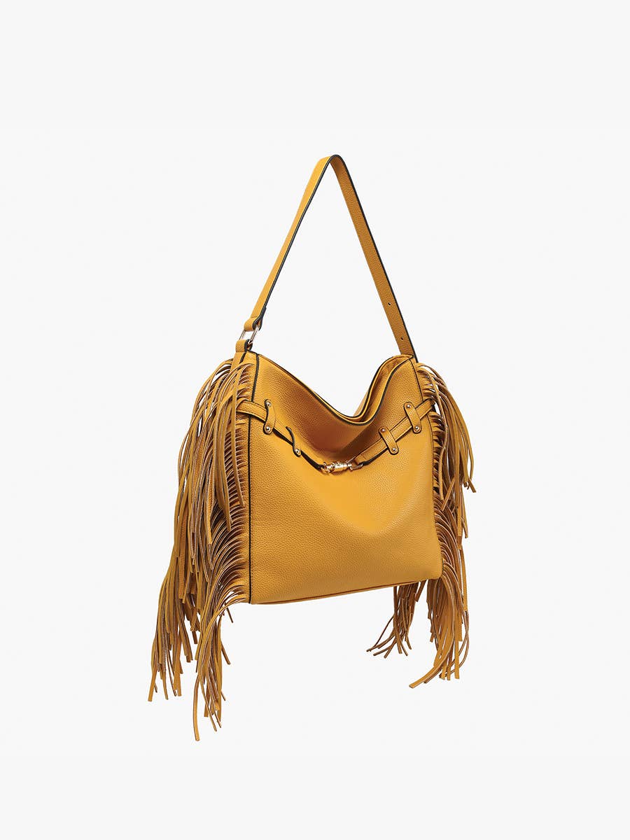 Eva Side Fringe Satchel w/ Decorative Closure