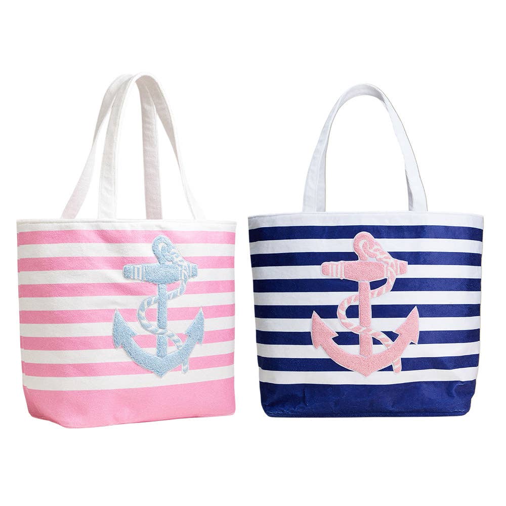 Anchor Striped Tote Bag: Two Colors
