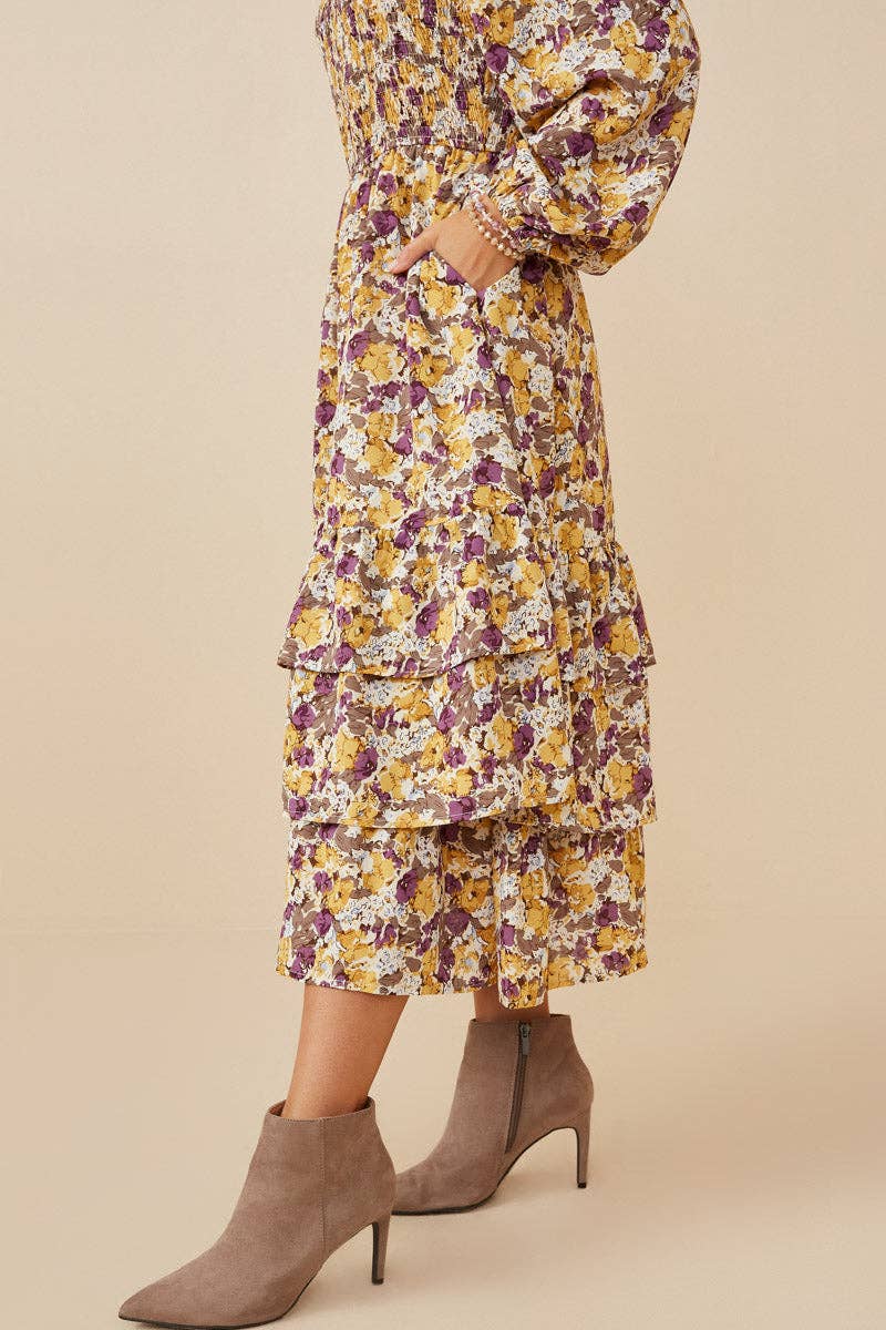 Size Inclusive: Floral Print Smocked Bodice Tiered Dress