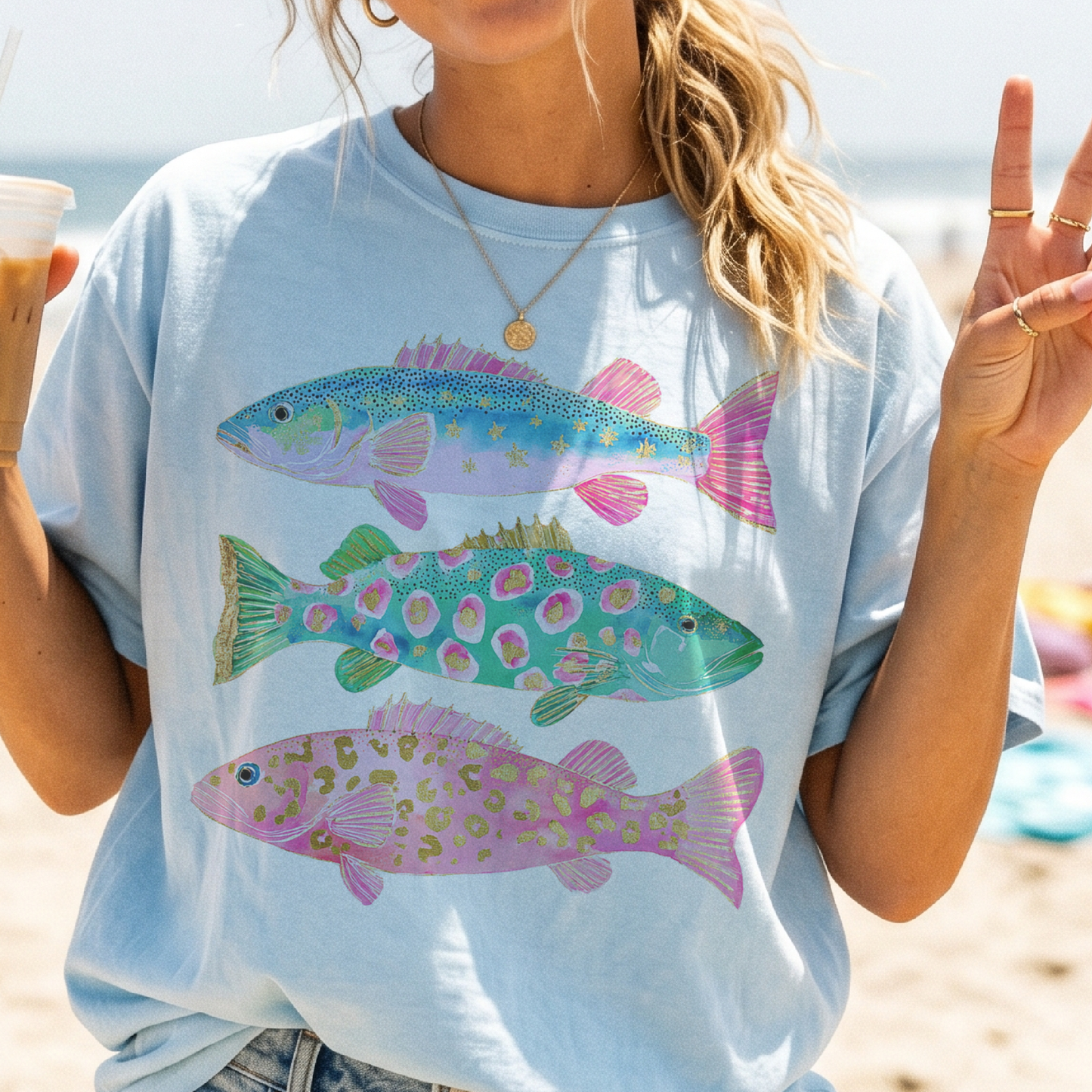 Coastal Preppy Fish Graphic Tee