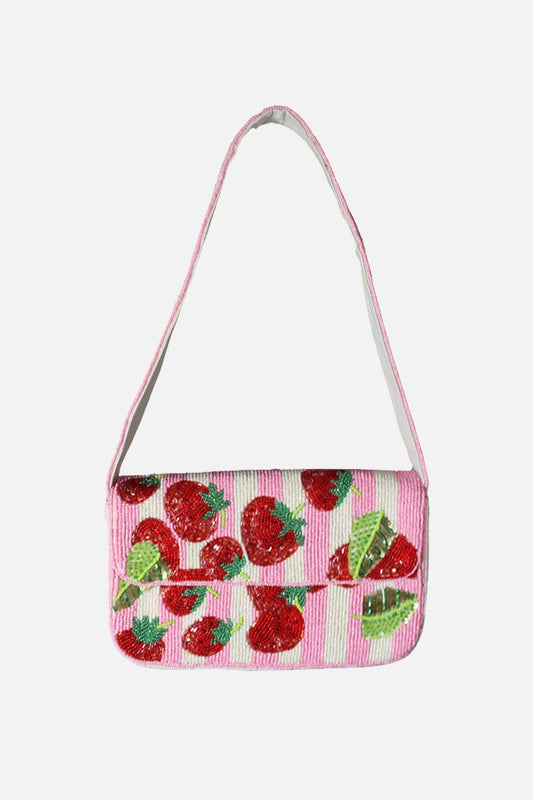 Strawberries Beaded Shoulder Bag