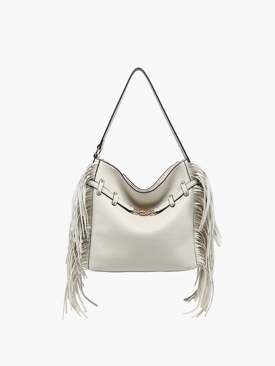Eva Side Fringe Satchel w/ Decorative Closure