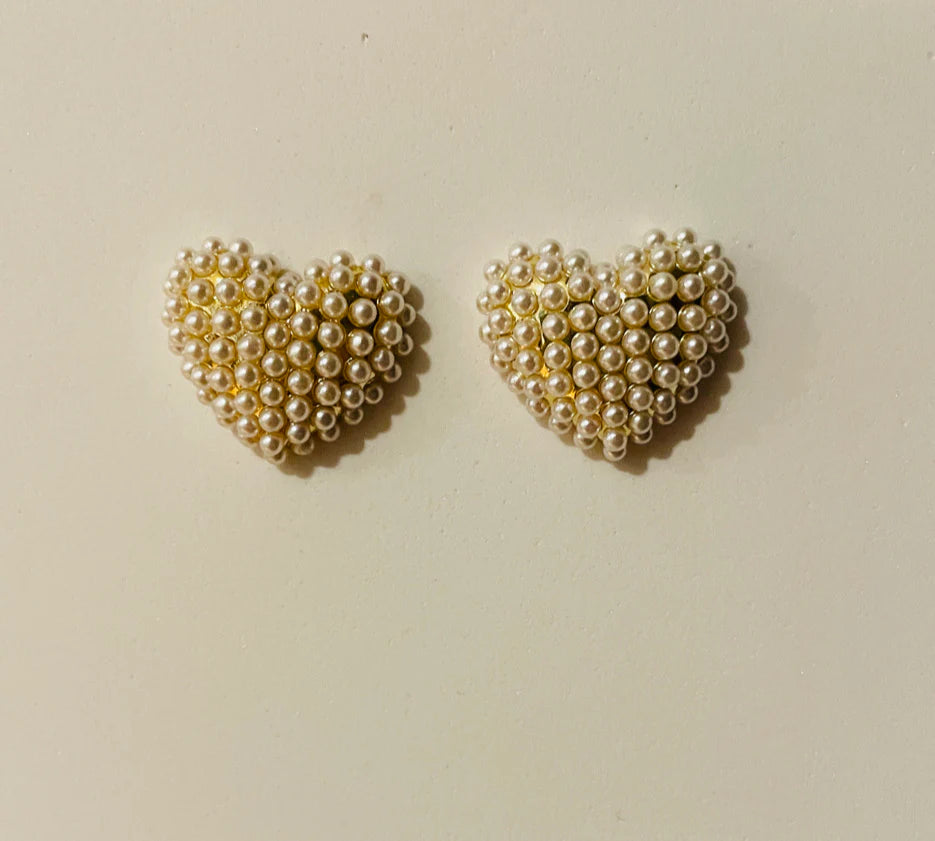 Pearl Heart Studs