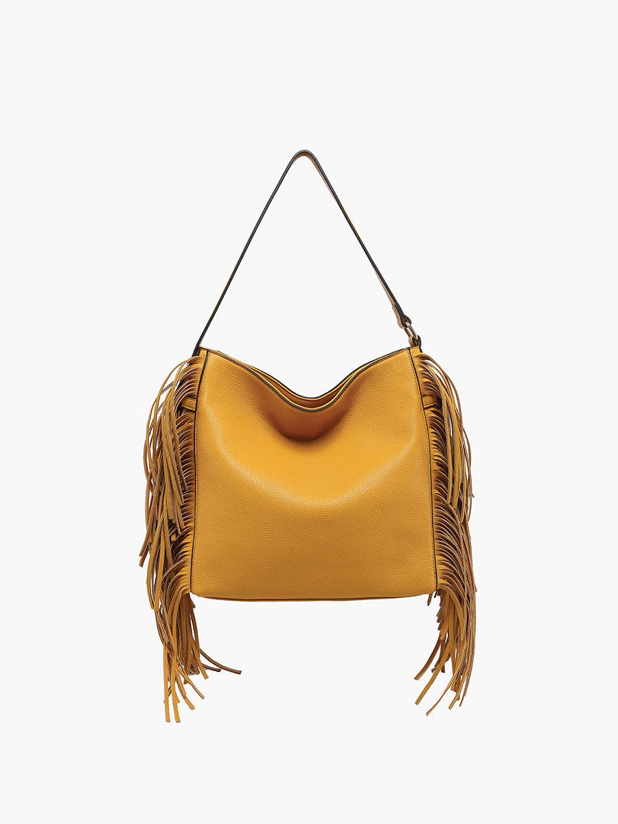 Eva Side Fringe Satchel w/ Decorative Closure