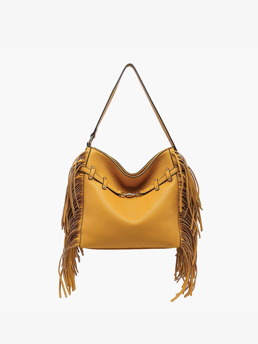 Eva Side Fringe Satchel w/ Decorative Closure
