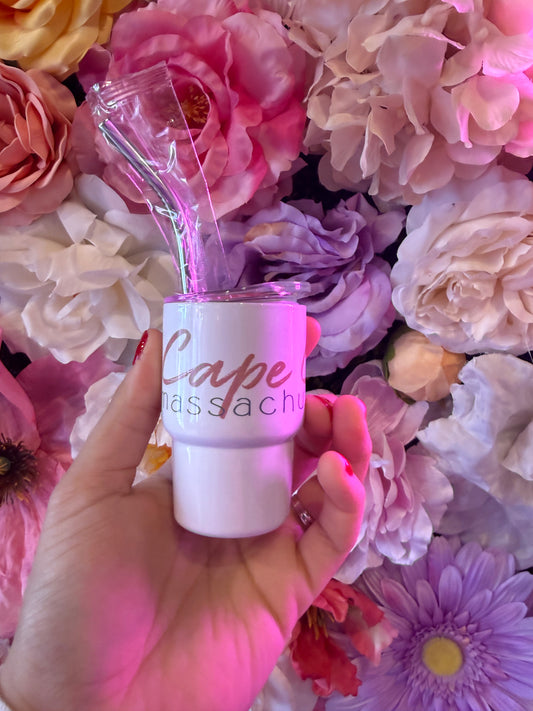 Cape Cod Floral Mini Tumbler with Straw