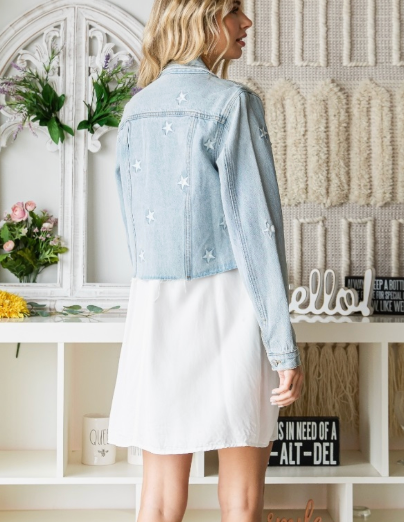 Star Embroidery Denim Jacket