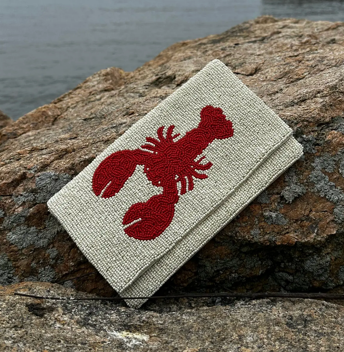 Harper Cream and Red Lobster Clutch