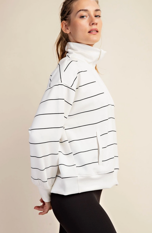 Butter Soft: Scuba Stripe Quarter Zip Top PRE ORDER