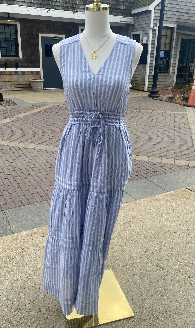 Pleat Detail Smocked Waist Dress