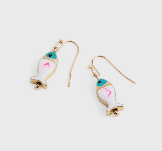 Enamel Fish Dangle Earrings