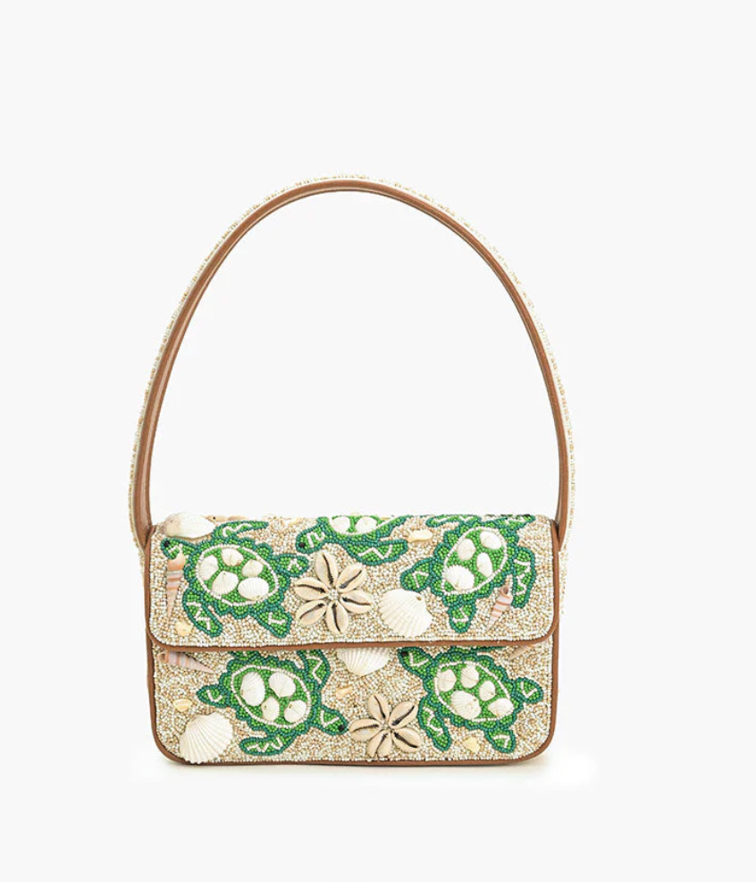 Sea Turtle Shell Beaded Shoulder Bag: Pre Order