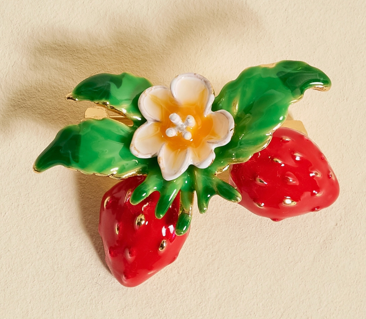 Timeless Brooch-Strawberry Duo