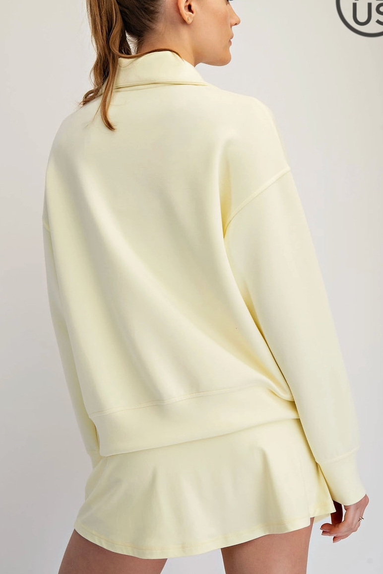 Butter Soft: Quarter zip with Hood: Color Butter Yellow