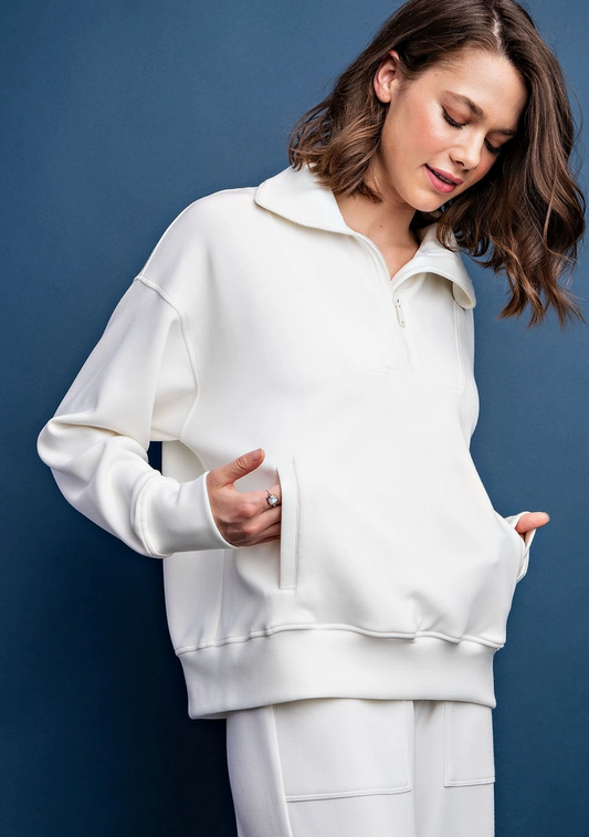 Butter Soft: Quarter zip with Hood: Color Cream