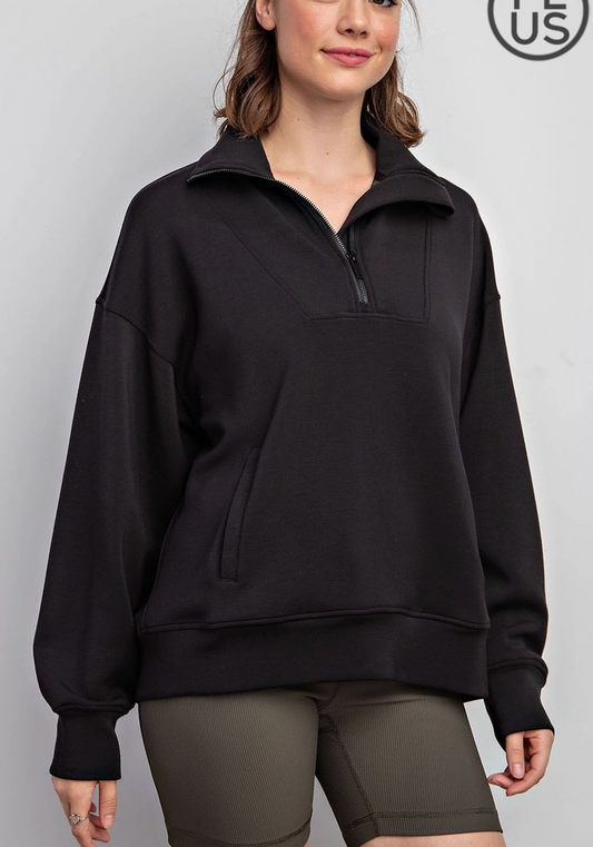 Butter Soft: Quarter zip : Black