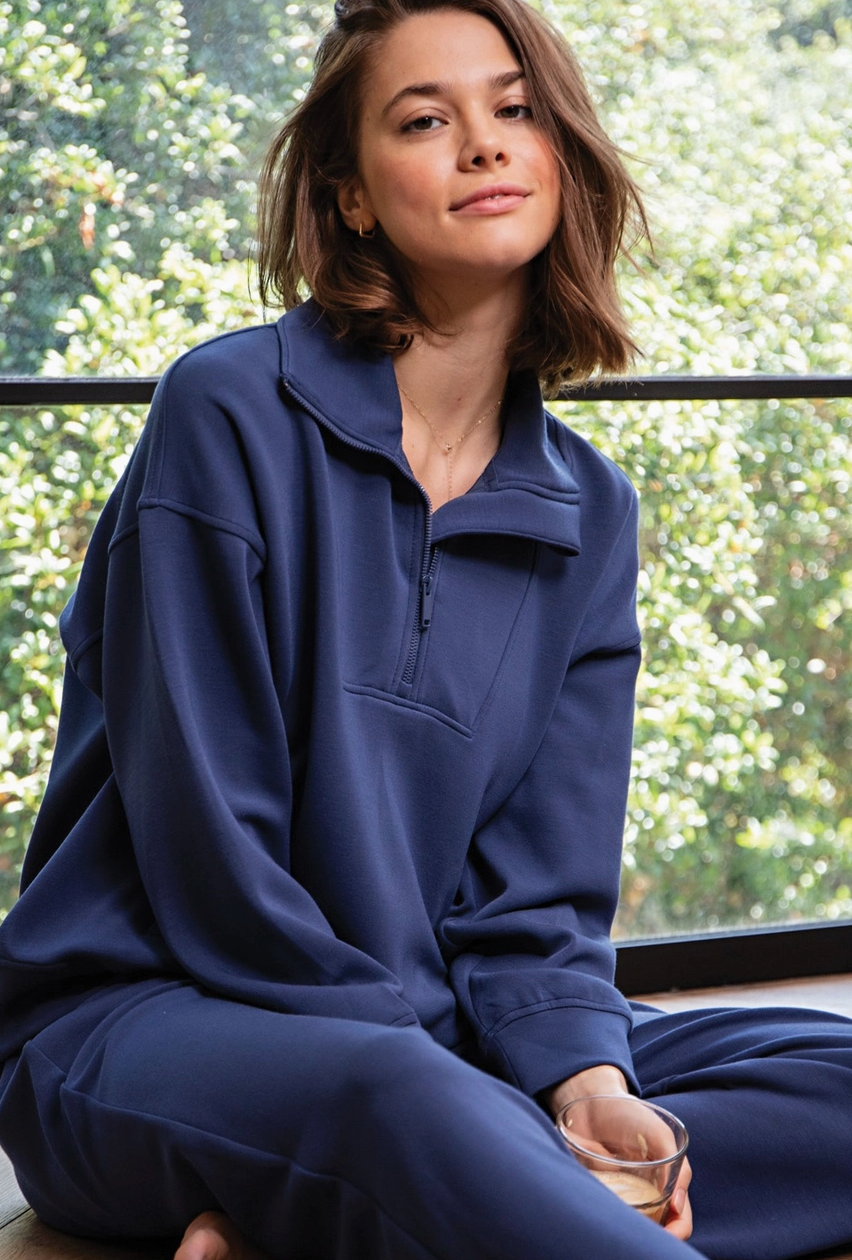 Butter Soft: Quarter zip Navy