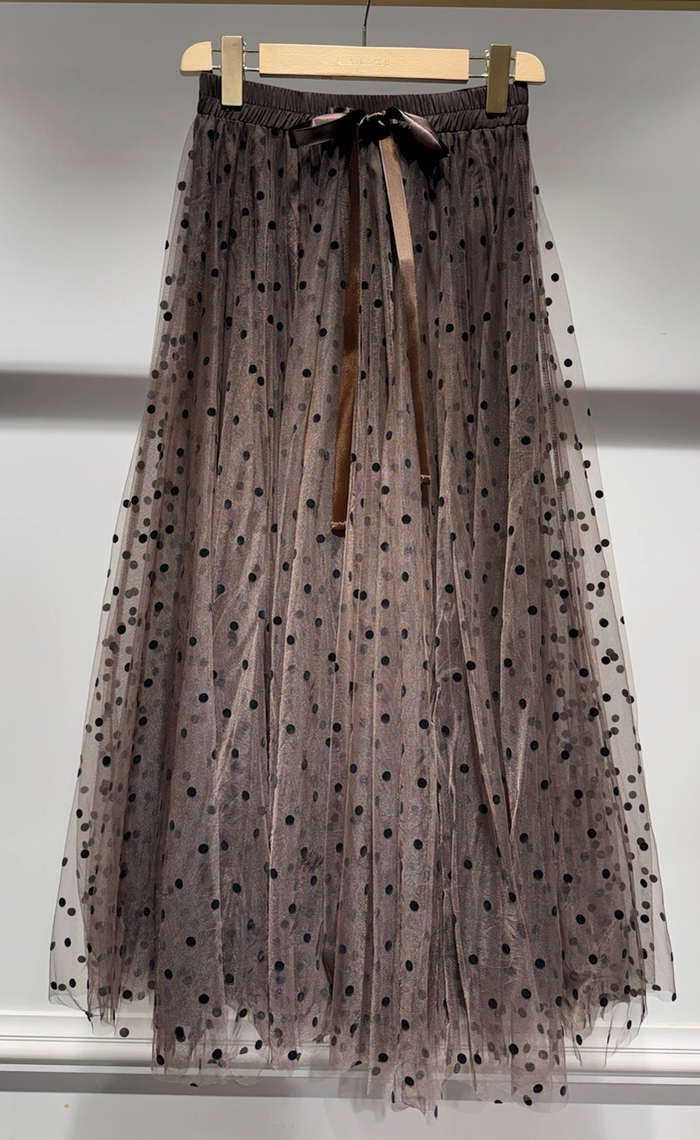 Aria tulle skirt with large polka dots brown