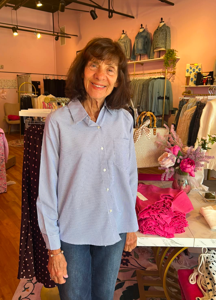 The Starlight Stripe Blouse: Blue