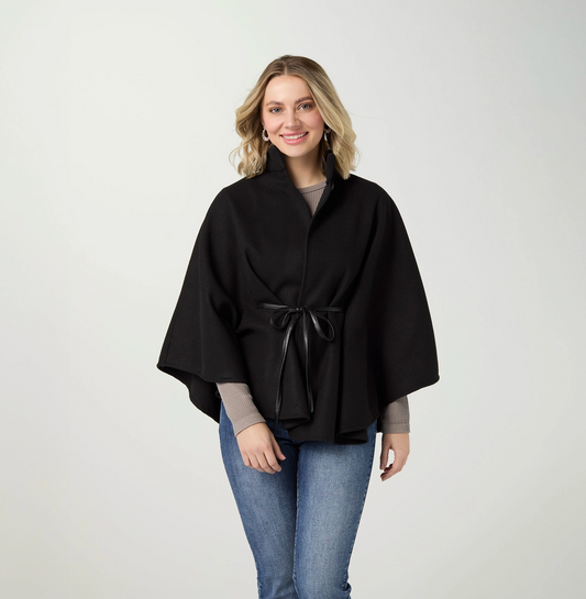 Juliet Faux Wool Wrap with Leather Tie