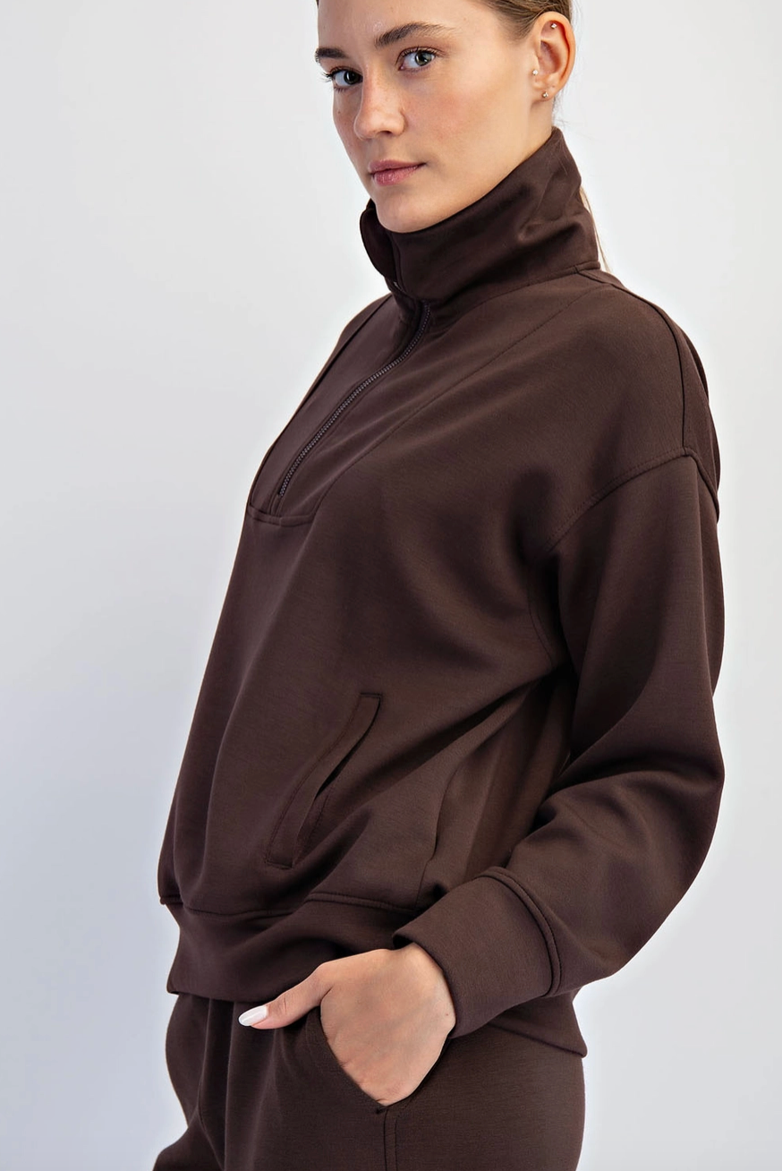 Butter Soft Quarter Zip: Espresso