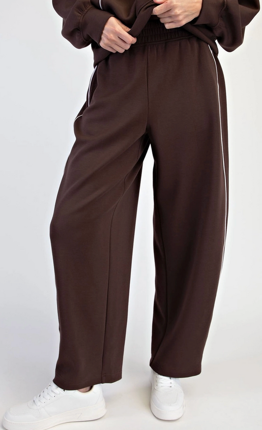 Butter Soft Piping Baggy Pants: Espresso