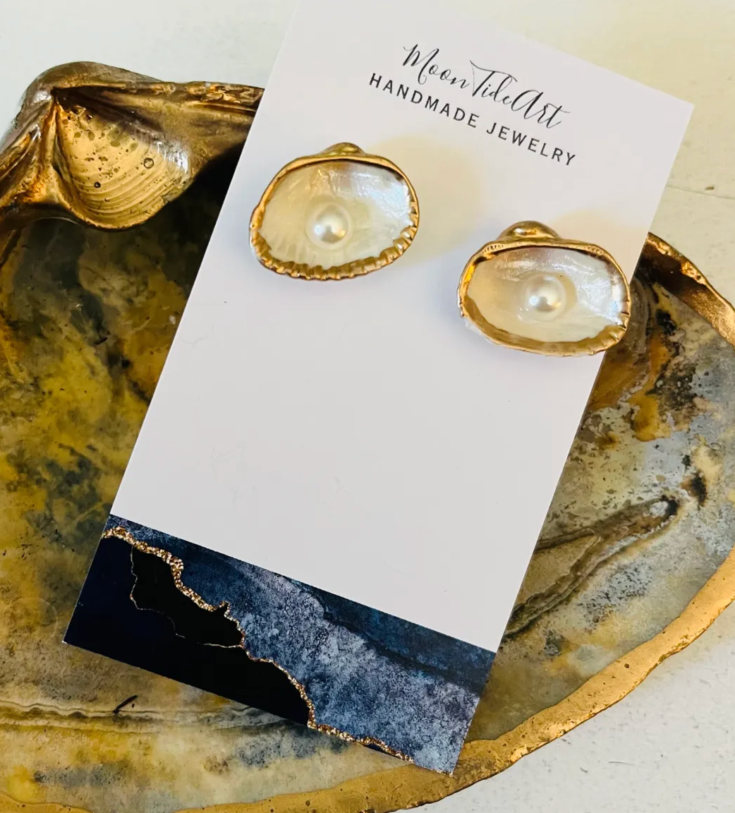 Mini Little River Pearl Gold Earrings