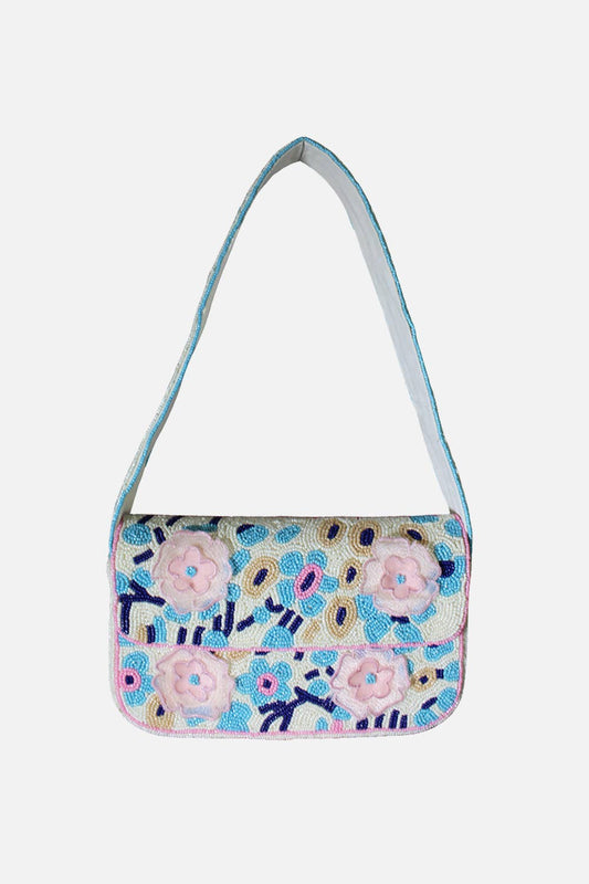 Dreamy Floral Beaded Shoulder Bag