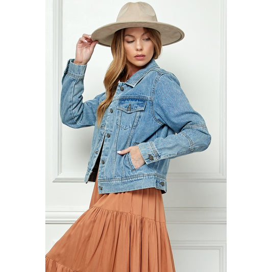 Denim Jacket with Asymmetric Seam