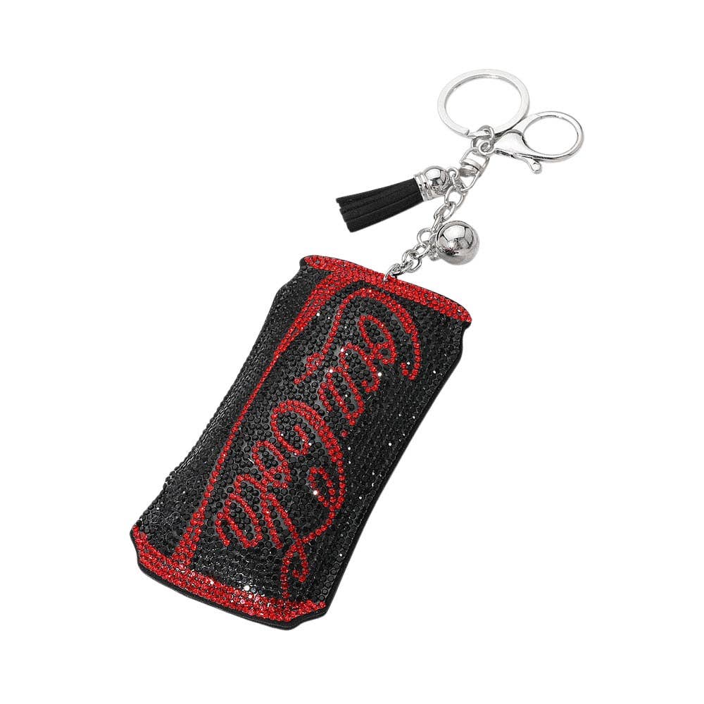 Bling Studded Cola Can Tassel Keychain