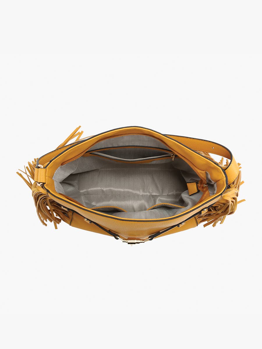 Eva Side Fringe Satchel w/ Decorative Closure