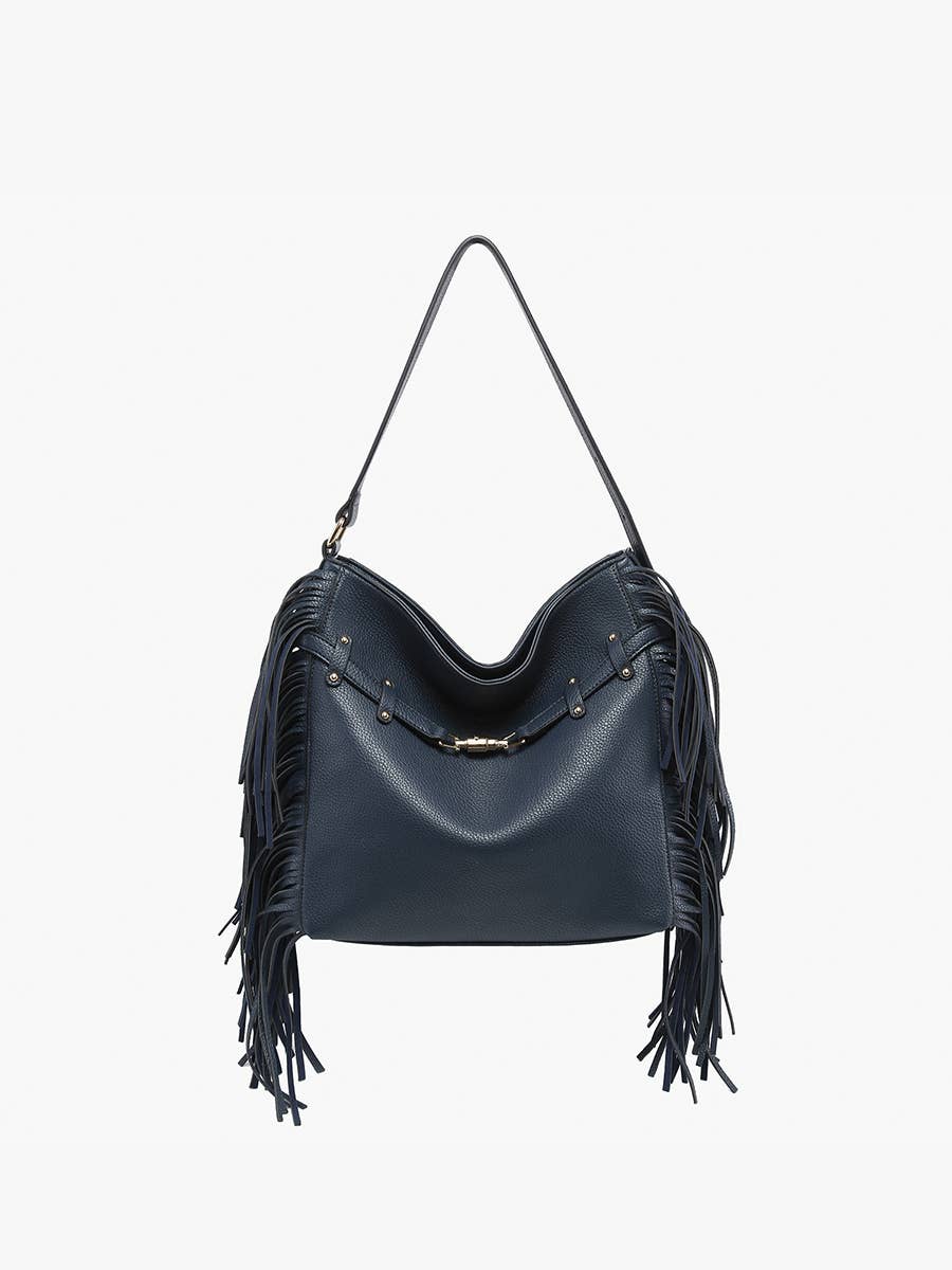 Eva Side Fringe Satchel w/ Decorative Closure