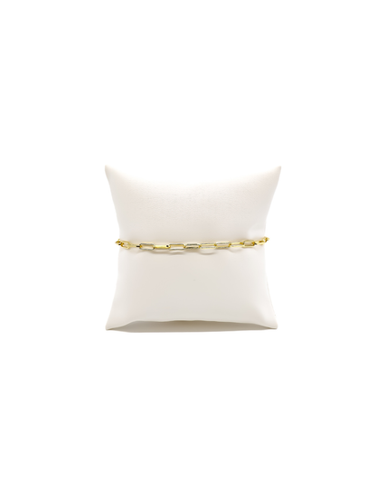 Gold Ashley (Box) Paperclip Chain Charm Bracelet with Small Bella Carabiner