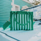 Green Striped Structured Mini Tote Purse