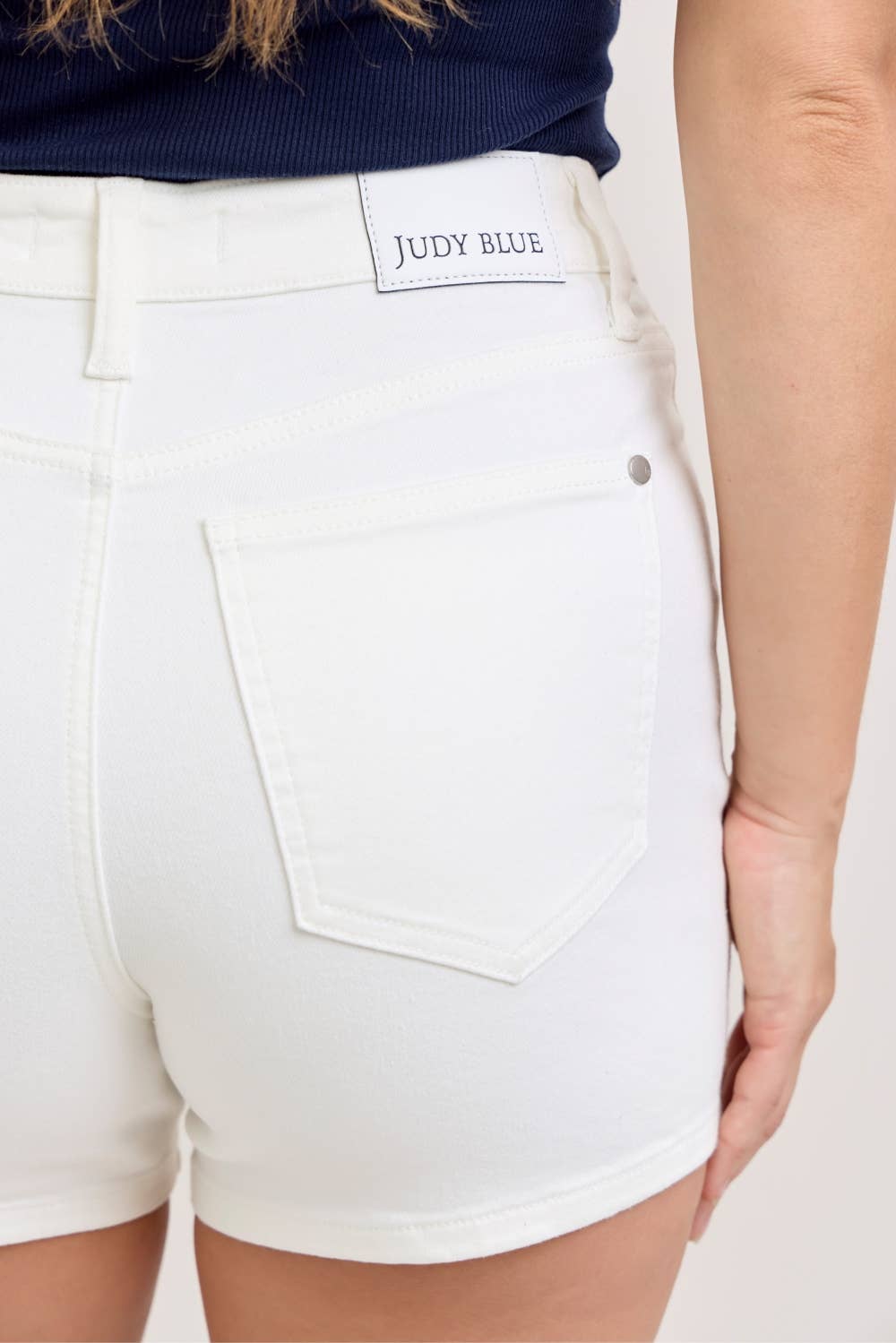 Judy Blue HW White Shorts