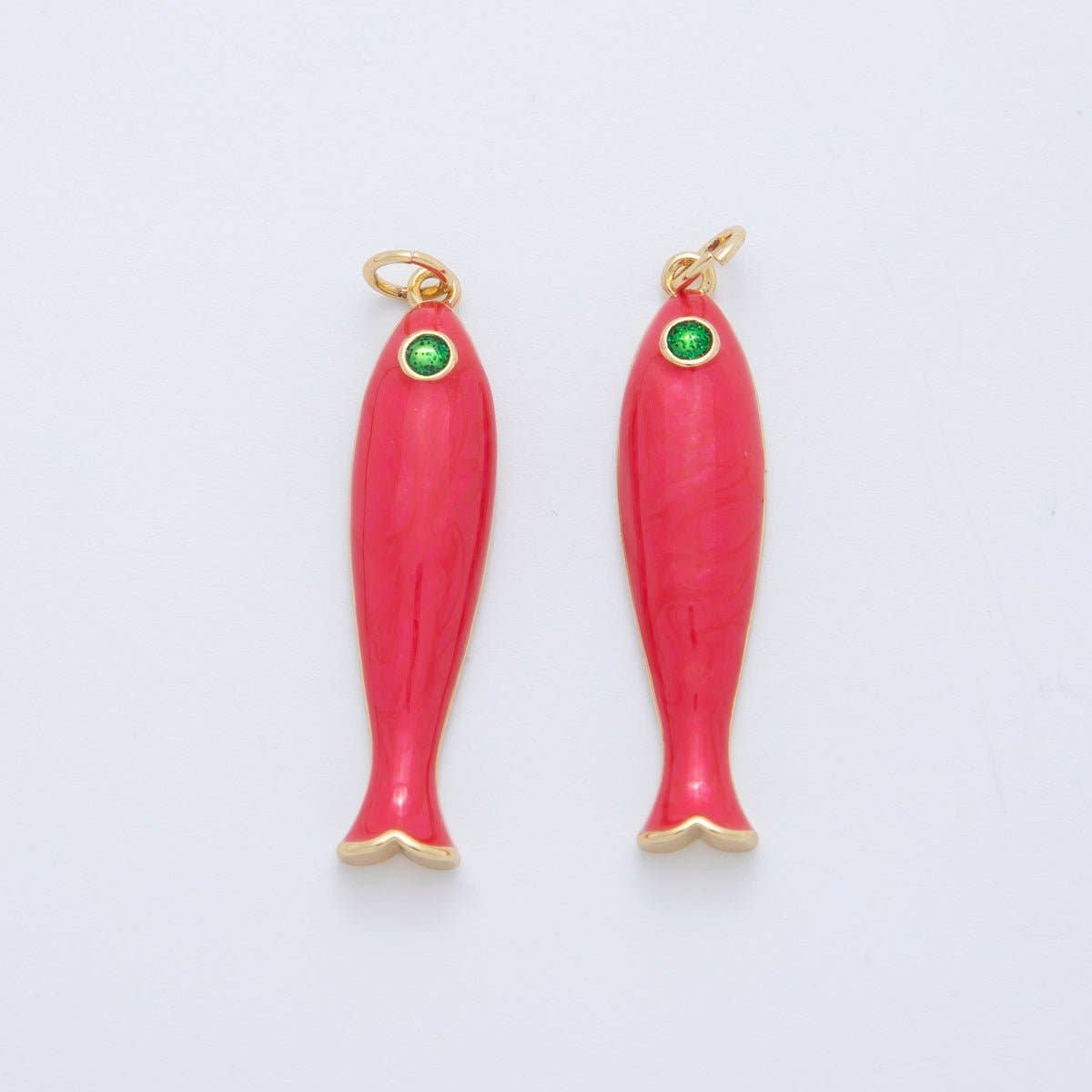 18K Gold Filled Blue, Green, Red Enamel Sardine Fish Charm