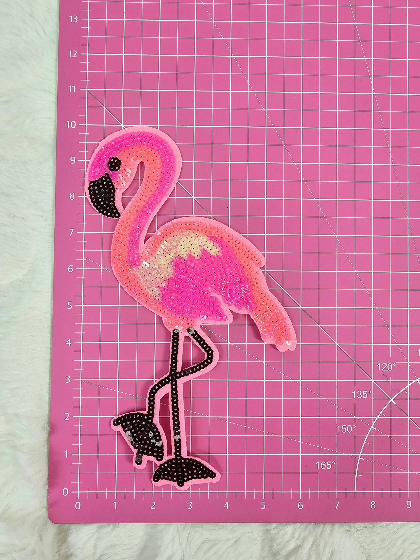 Sequin Pink Flamingo Iron On Patch