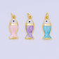 24K Gold Filled 22mm Enamel Pink Purple Blue Pastel Tiny Sea Fish Animal Charm | D-367 D-369