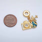 24K Gold Filled Camera Globe Airplane Rhondelle Bail Triple Travel Drop Pendant | AC083