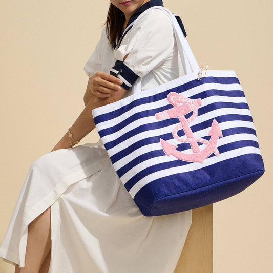 Anchor Striped Tote Bag: Two Colors
