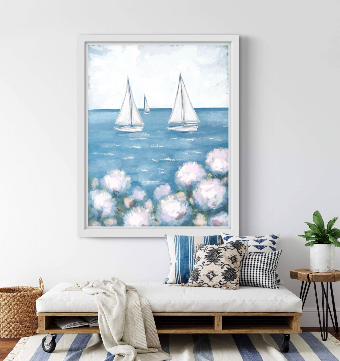 Rebecca Illustrated: 8X10 WHITE SAILBOAT Print
