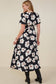 Size Inclusive: Floral Smocked Waist Slit Detail Dress