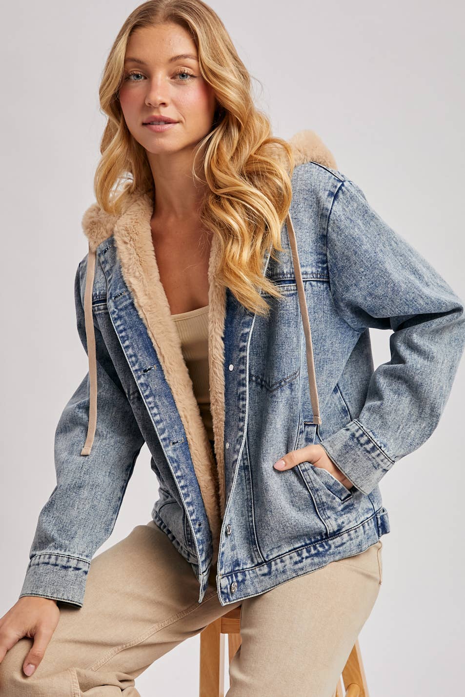 The Luxe Faux Fur Denim Jacket