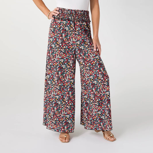 Ashley Smock Waist Flowy Wide Leg Pant