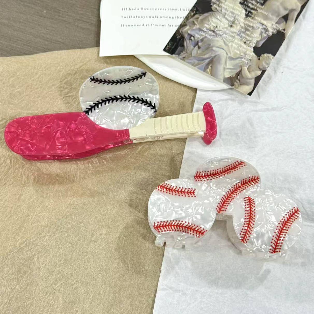Baseball Bat & Ball Hair Clip