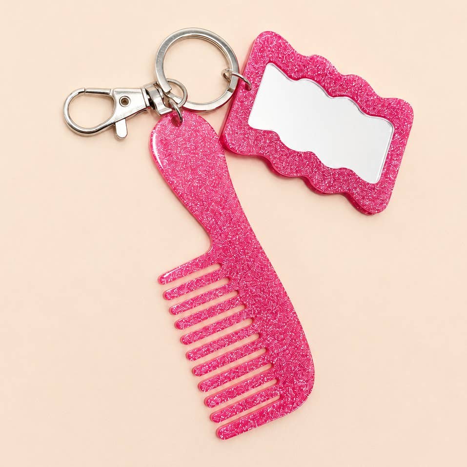 Glitter Comb/Mirror Bag Charm