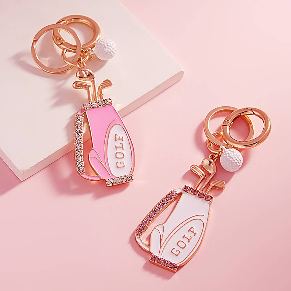 Stone Paved Enamel Golf Bag Keychain